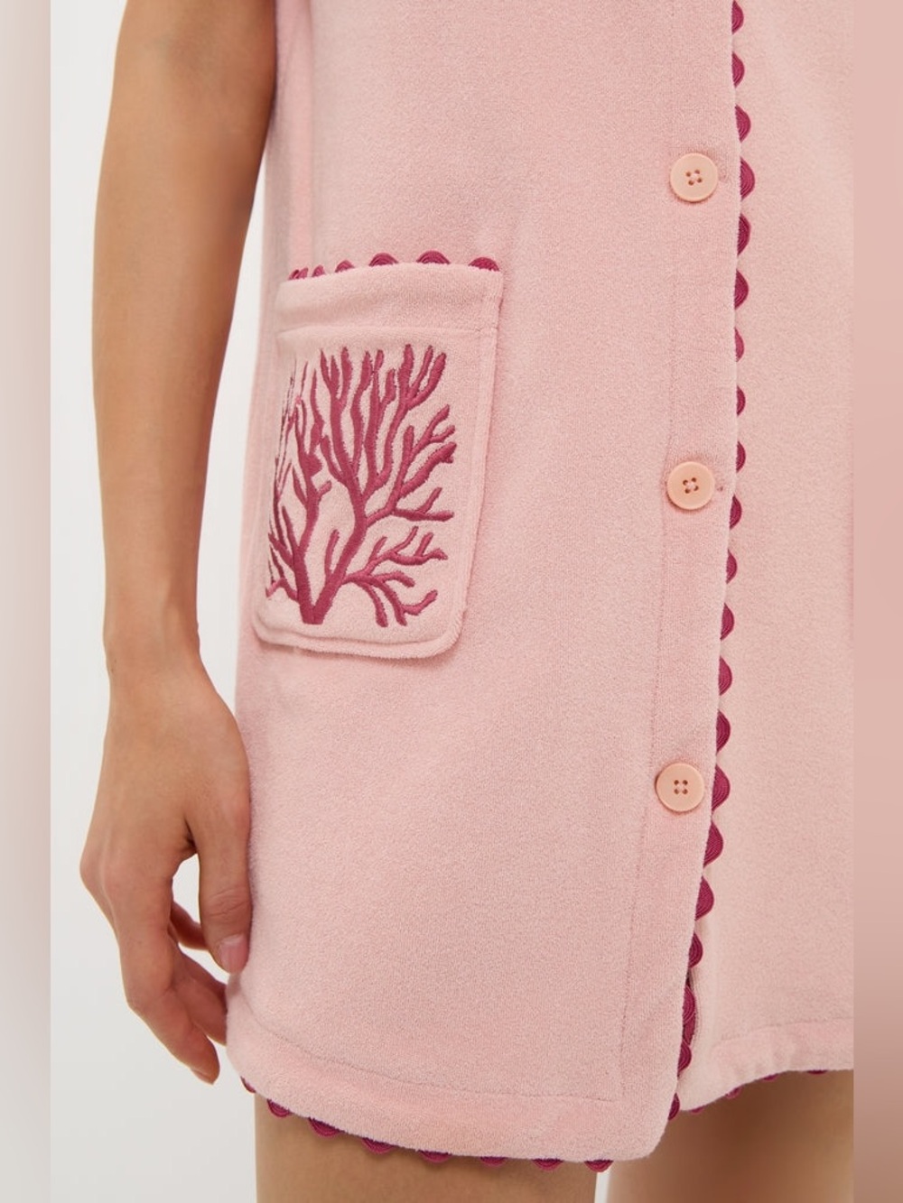 Tuckernuck Beach Coral Embroidered Mini Bermuda Terrycloth Coverup - Picture 6 of 6